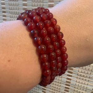 Carnelian Crystal Bracelets (stack of four bracelets with 6mm carnelian beads)